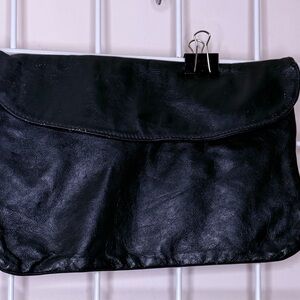 Vintage Inky Green Leather Clutch